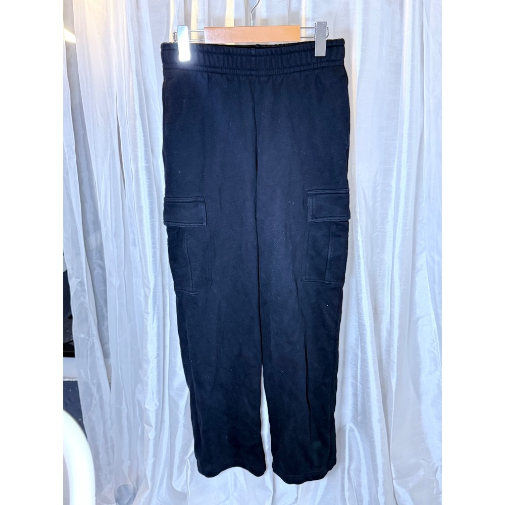 Tna Cargo Sweatpants Women 2XS Black Excellent Cozy Fleece Mega Wide Leg Jogger